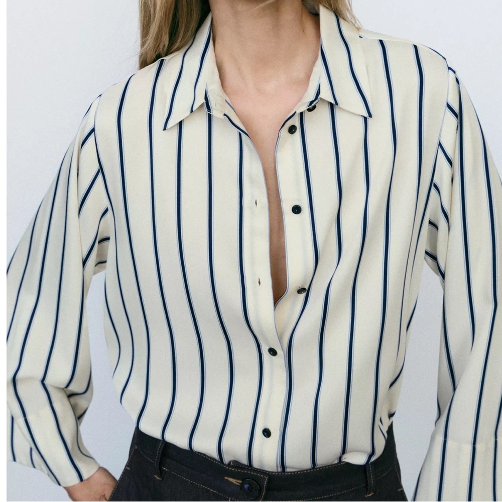 Zara wide sleeve striped shirt